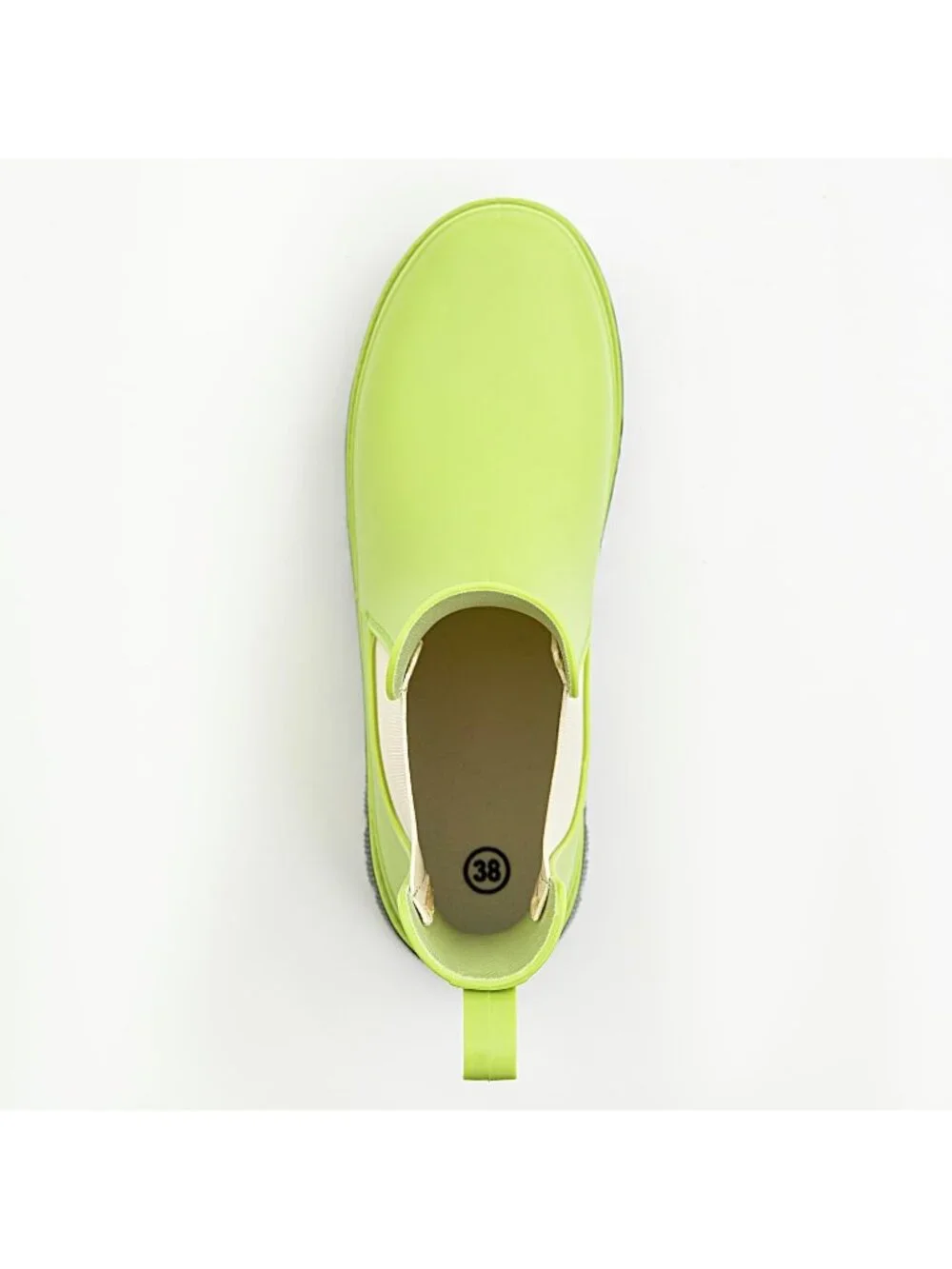 Women's Green Rubber Short Chelsea Waterproof Rain Boots For Ladies